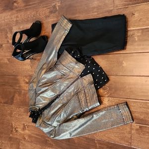 White House Black Market coated metallic moto style jacket